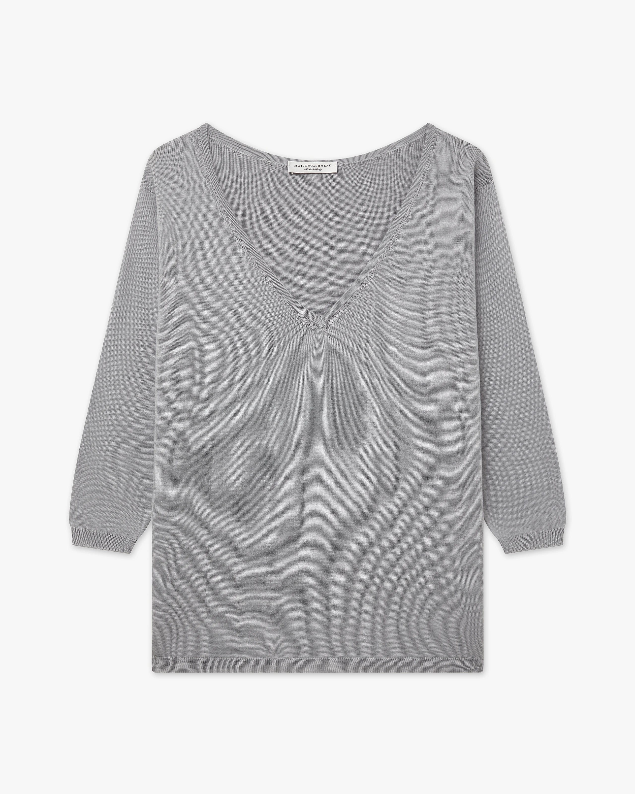 Women's Oasi V-Neck Sweater - Grey Cotone