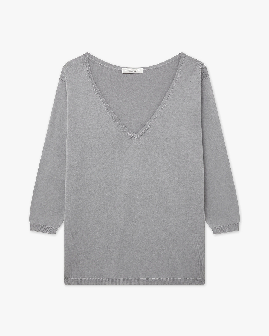 Women's Oasi V-Neck Sweater - Grey Cotone