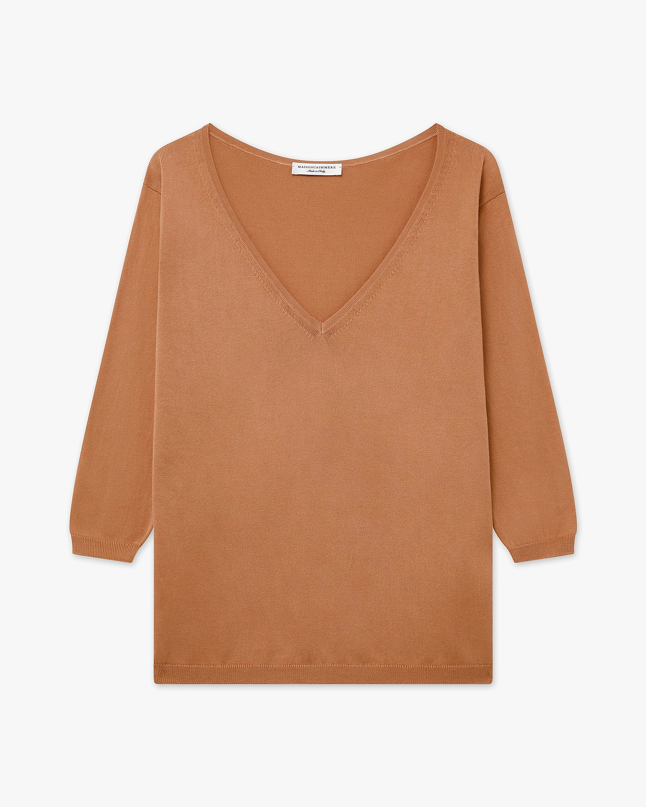 Women's Oasi Cotton V-Neck Sweater - Hazelnut | MaisonCashmere