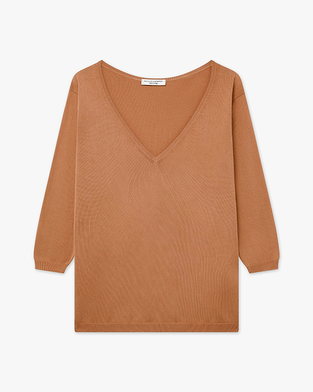 Women's Oasi V-Neck Sweater - Hazelnut Cotone
