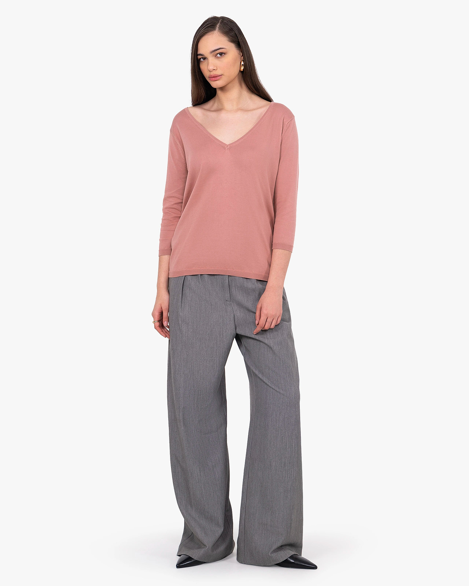 Women's Oasi V-Neck Sweater - Blush Cotone