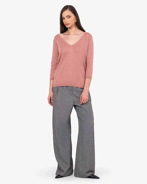 Women's Oasi V-Neck Sweater - Blush Cotone