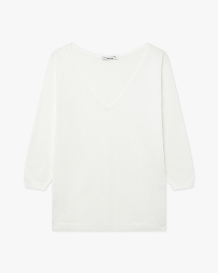 Women's Oasi V-Neck Sweater - White Cotone