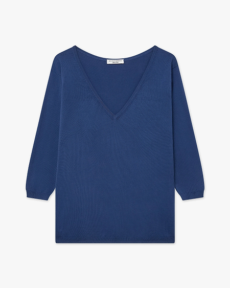 Women's Oasi V-Neck Sweater - Blue Cotone