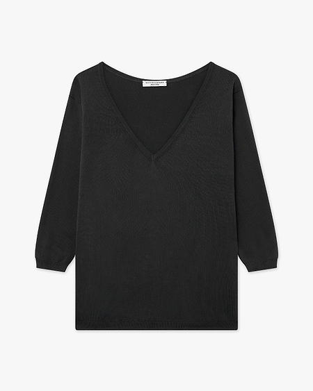 Women's Oasi V-Neck Sweater - Black Cotone