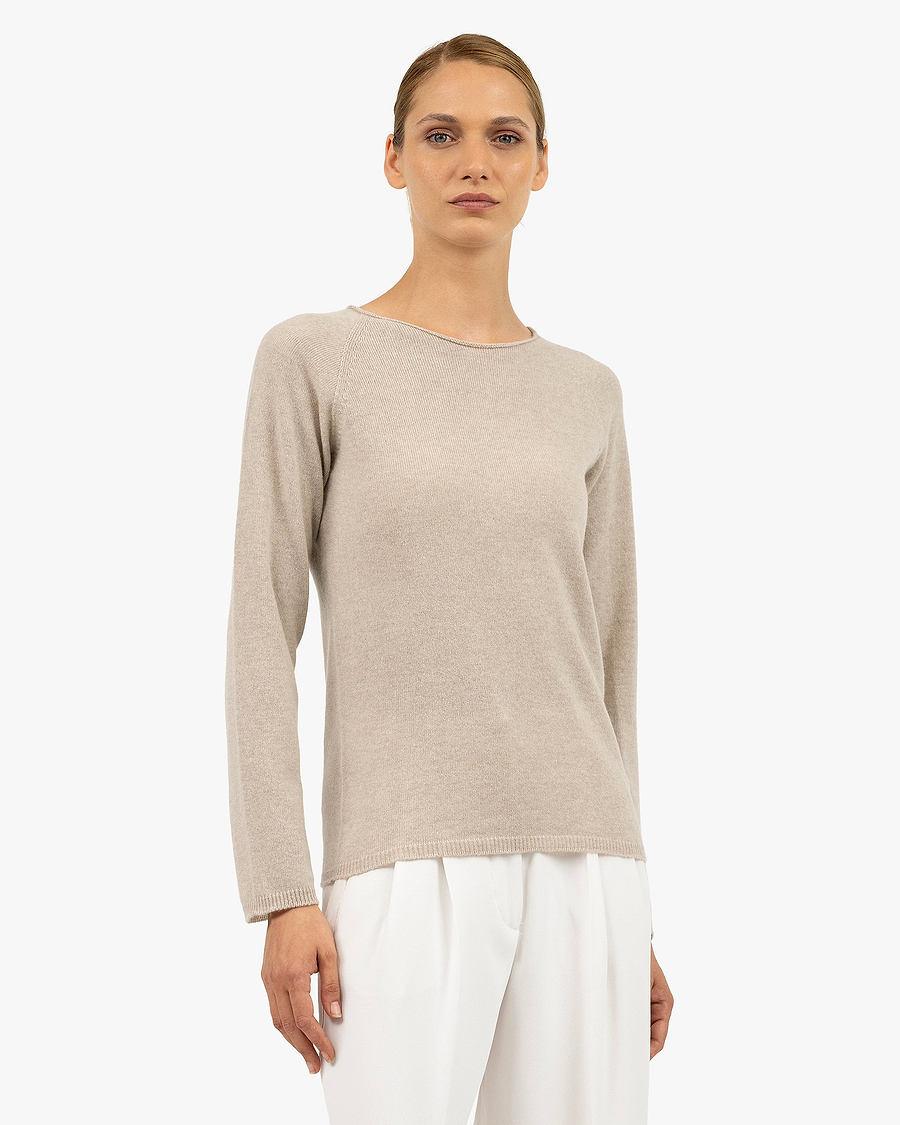 Women's Piuma Crew Neck Sweater - Beige Cashmere