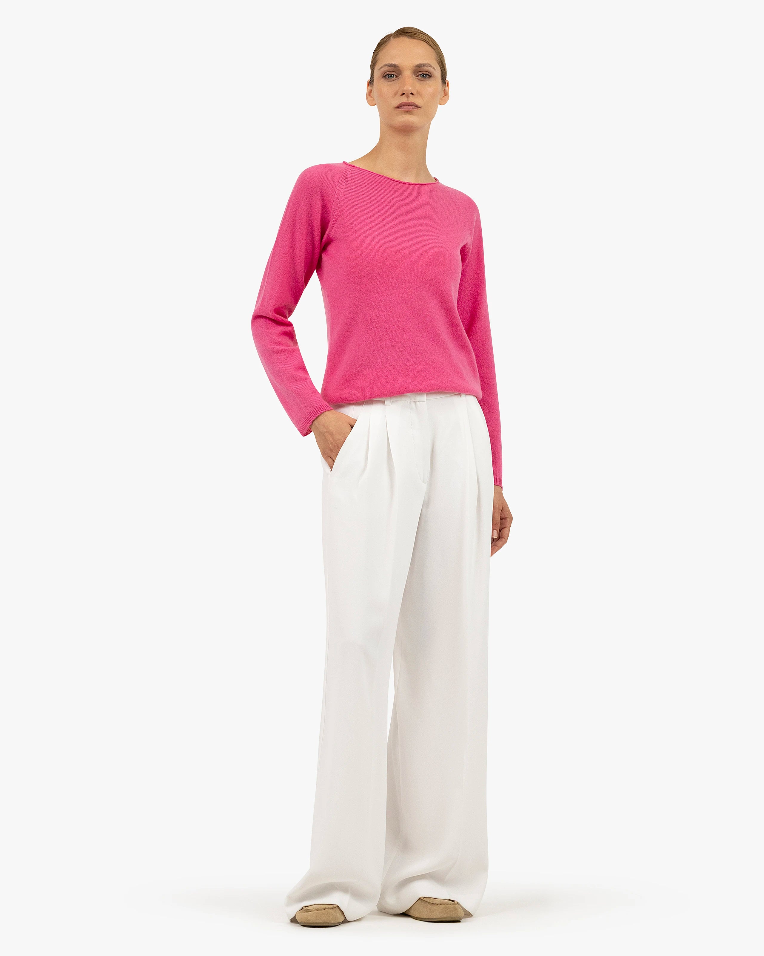 Women's Piuma Crew Neck Sweater - Fuchsia Cashmere