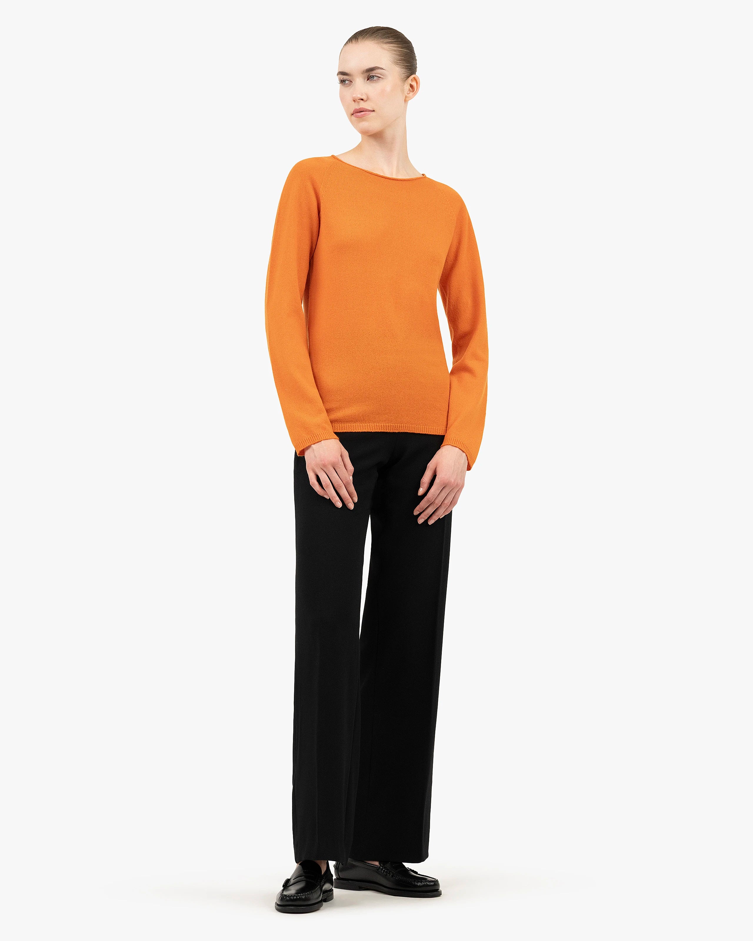 Women's Piuma Crew Neck Sweater - Orange Cashmere