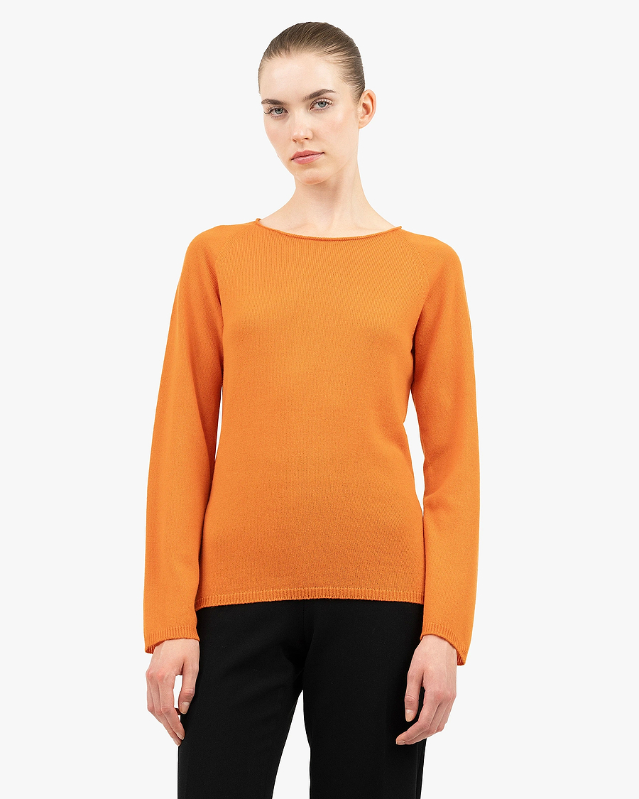 Women's Piuma Crew Neck Sweater - Orange Cashmere