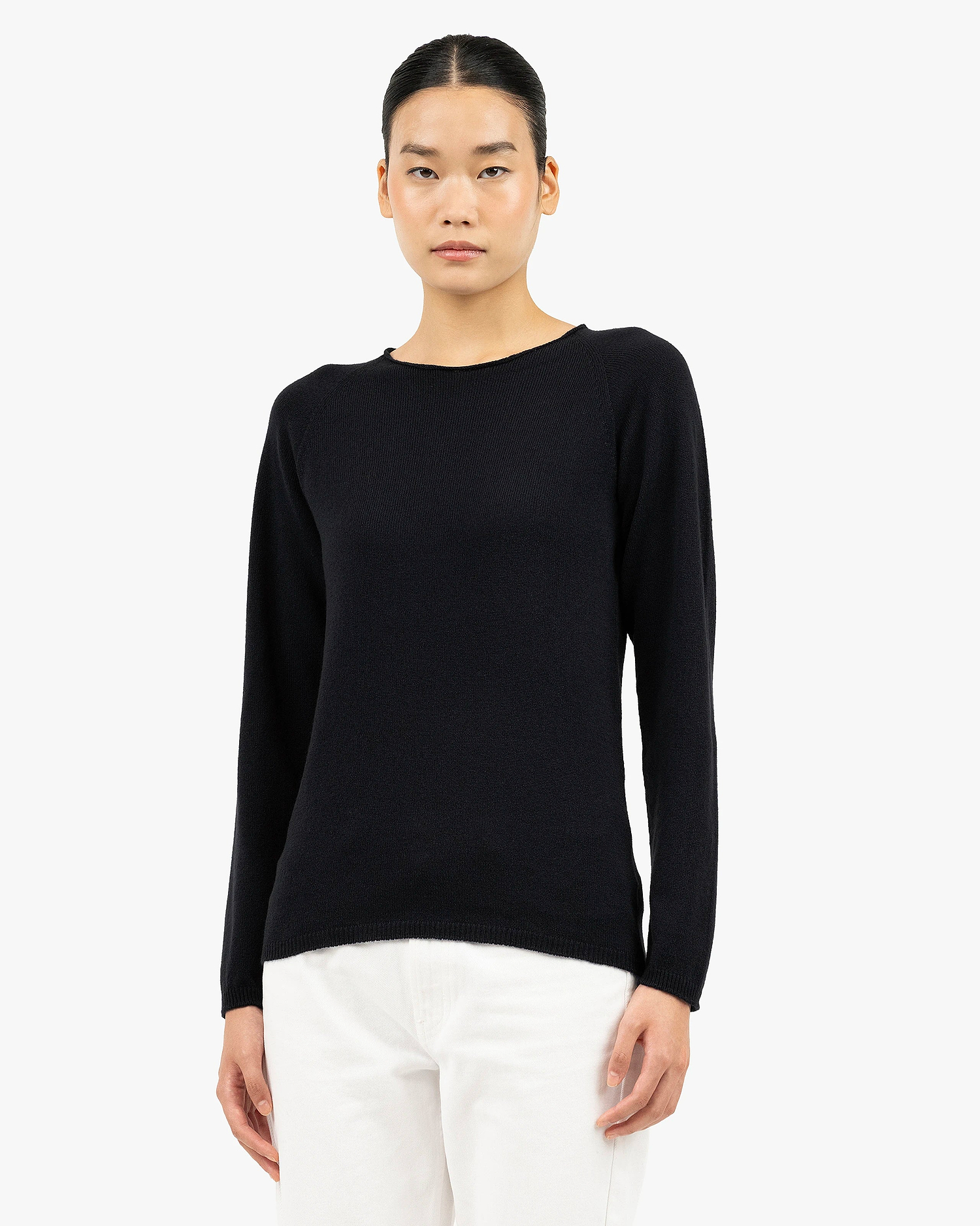 Women's Piuma Crew Neck Sweater - Black Cashmere