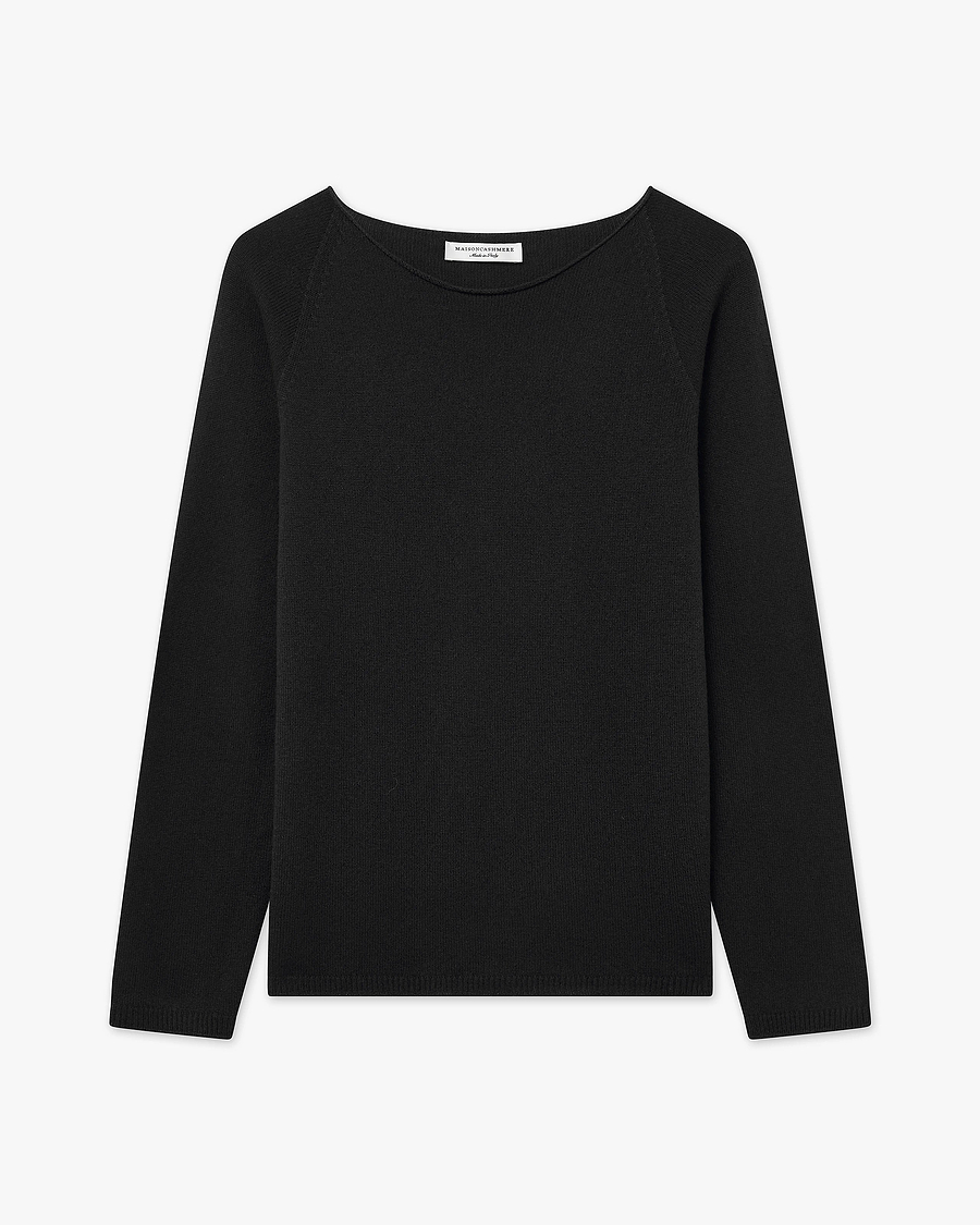 Women's Piuma Crew Neck Sweater - Black Cashmere