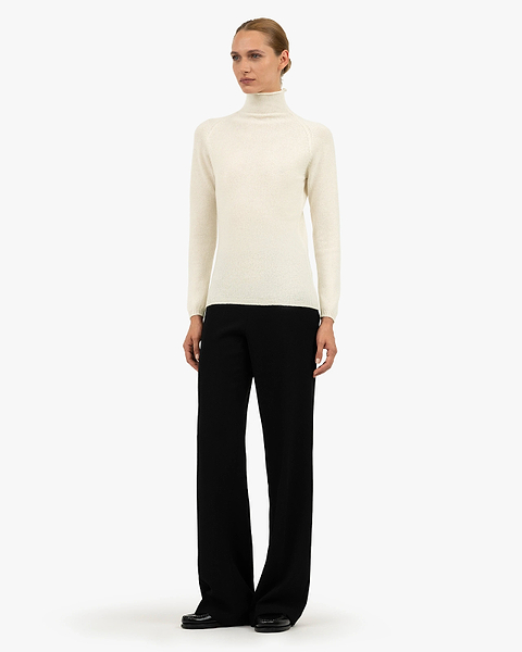 Piuma Mock Neck Sweater - White Cashmere