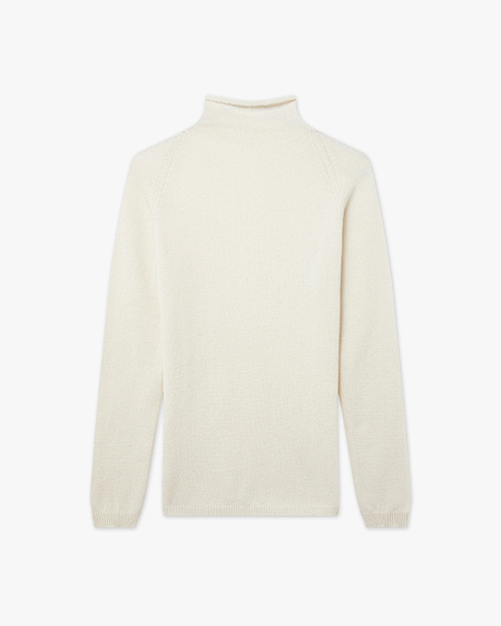 Piuma Mock Neck Sweater - White Cashmere