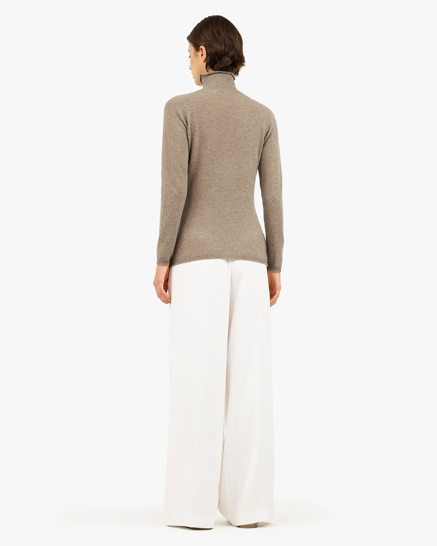 Piuma Mock Neck Sweater - Taupe Cashmere