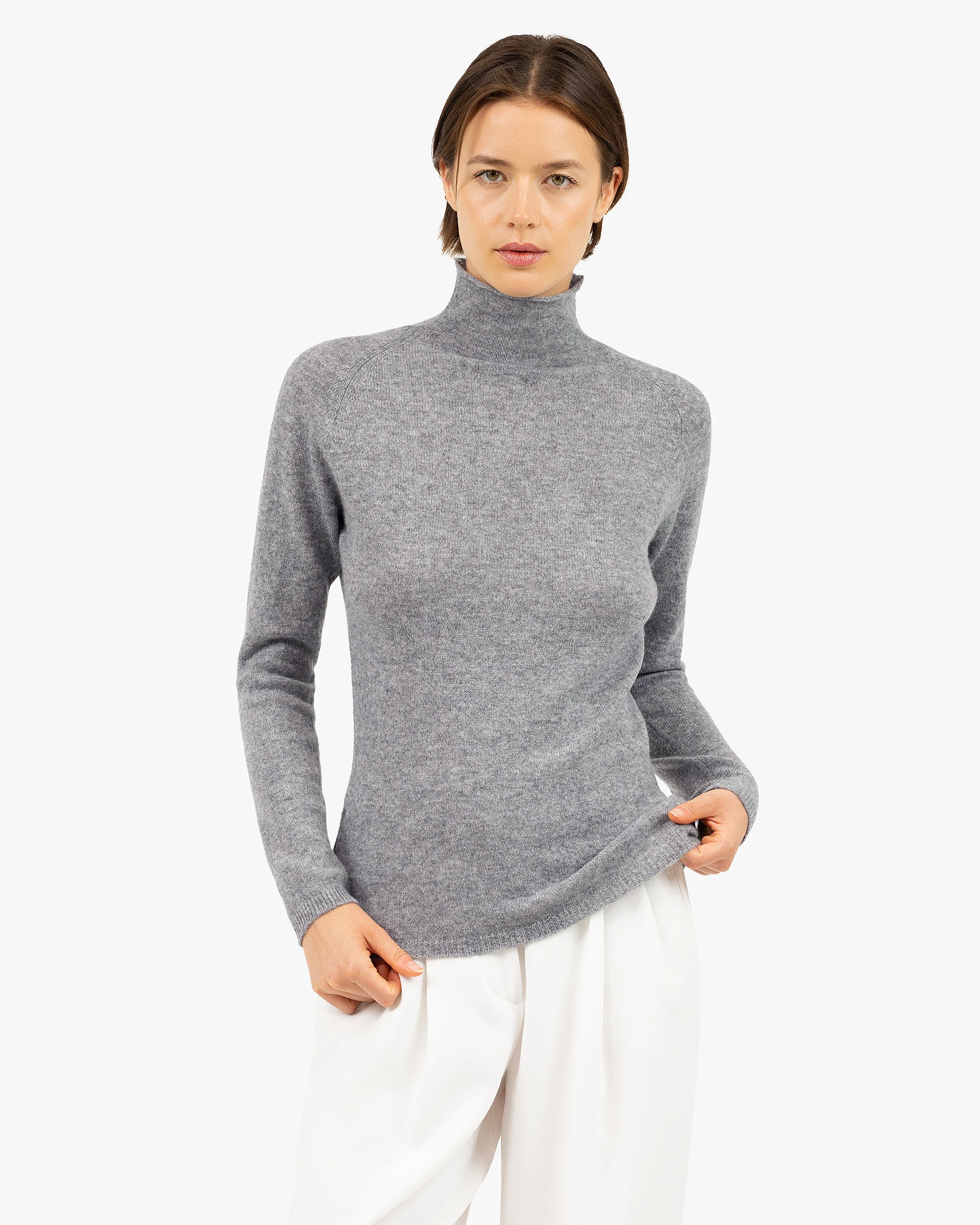Piuma Mock Neck Sweater - Medium Grey Cashmere