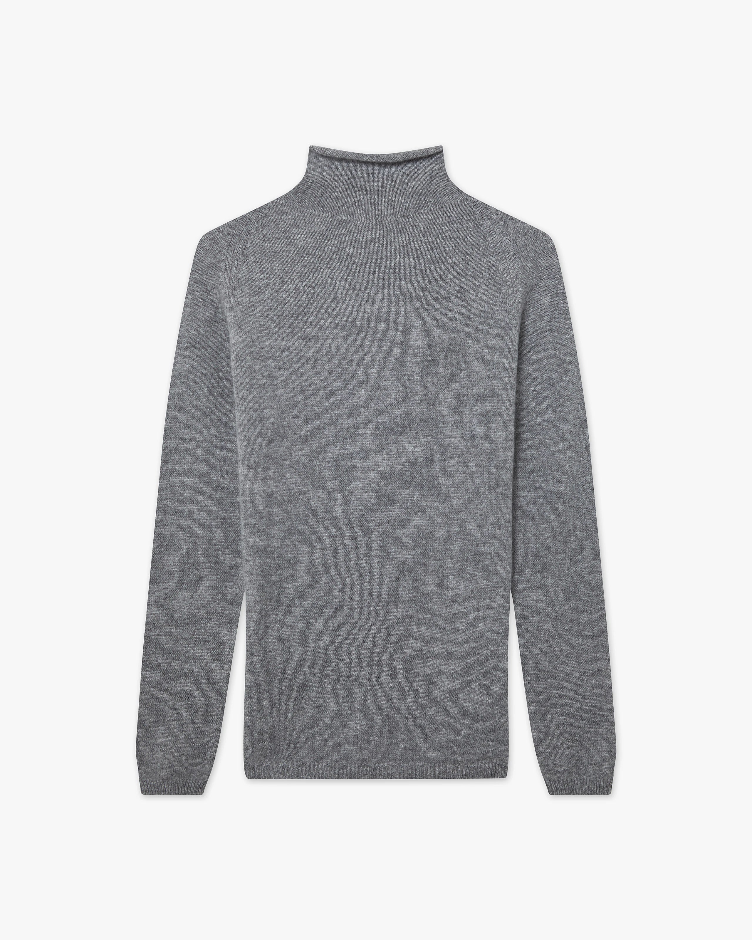 Women's Piuma Cashmere Mock Neck Sweater - Medium Grey