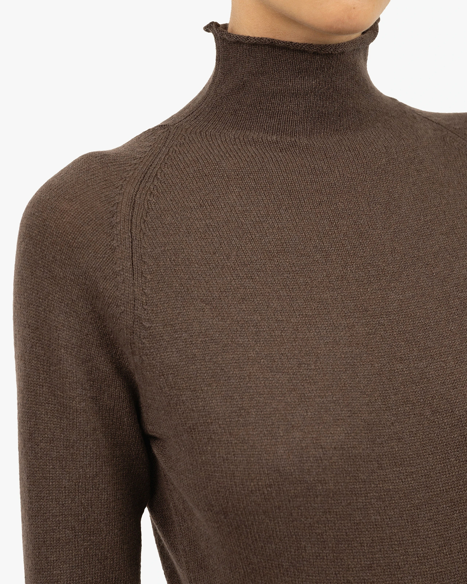 Piuma Mock Neck Sweater - Brown Cashmere