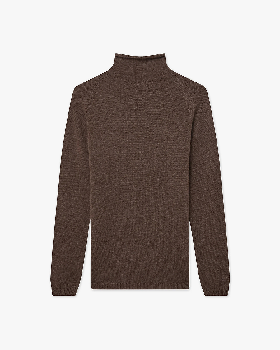 Piuma Mock Neck Sweater - Brown Cashmere