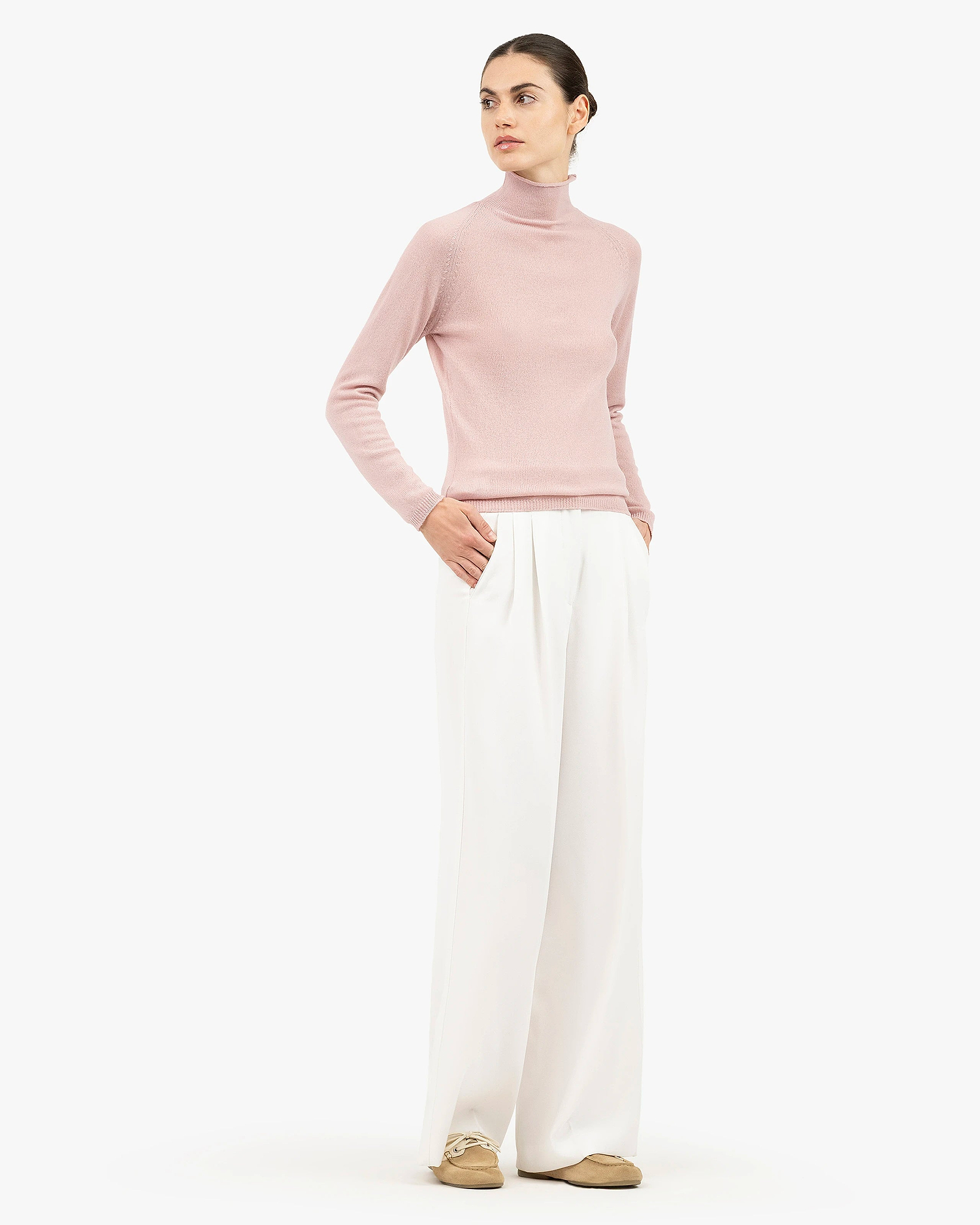 Piuma Mock Neck Sweater - Rose Cashmere