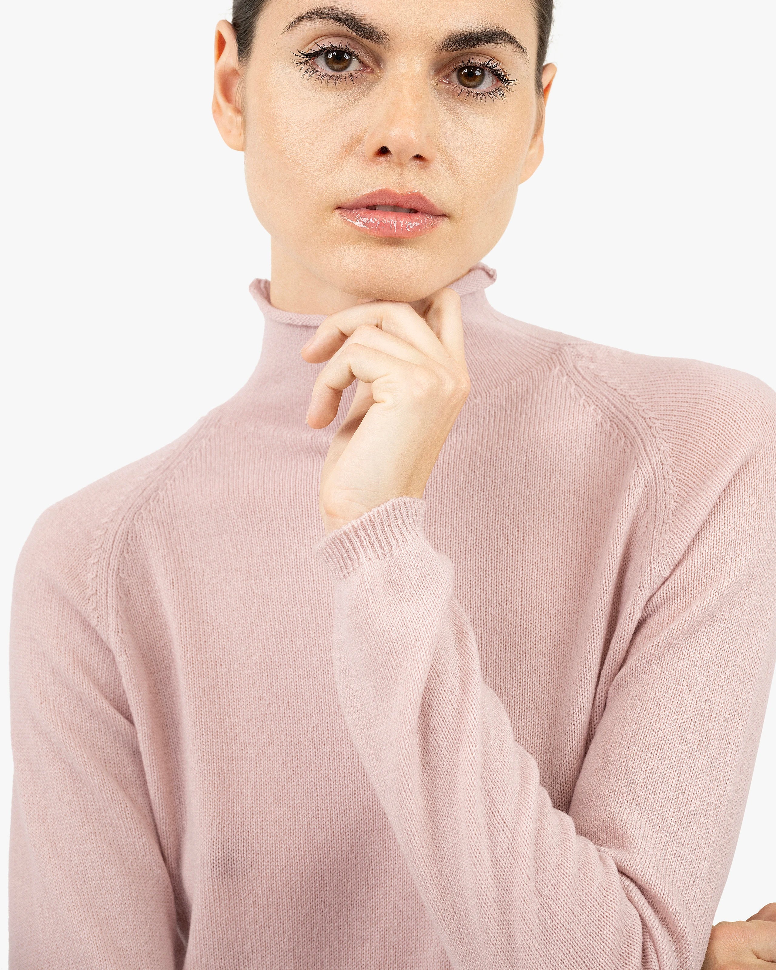 Piuma Mock Neck Sweater - Rose Cashmere