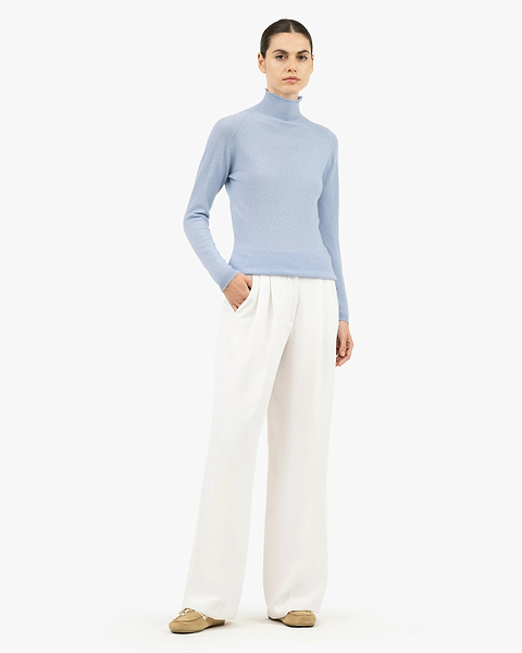 Piuma Mock Neck Sweater - Light Blue Cashmere