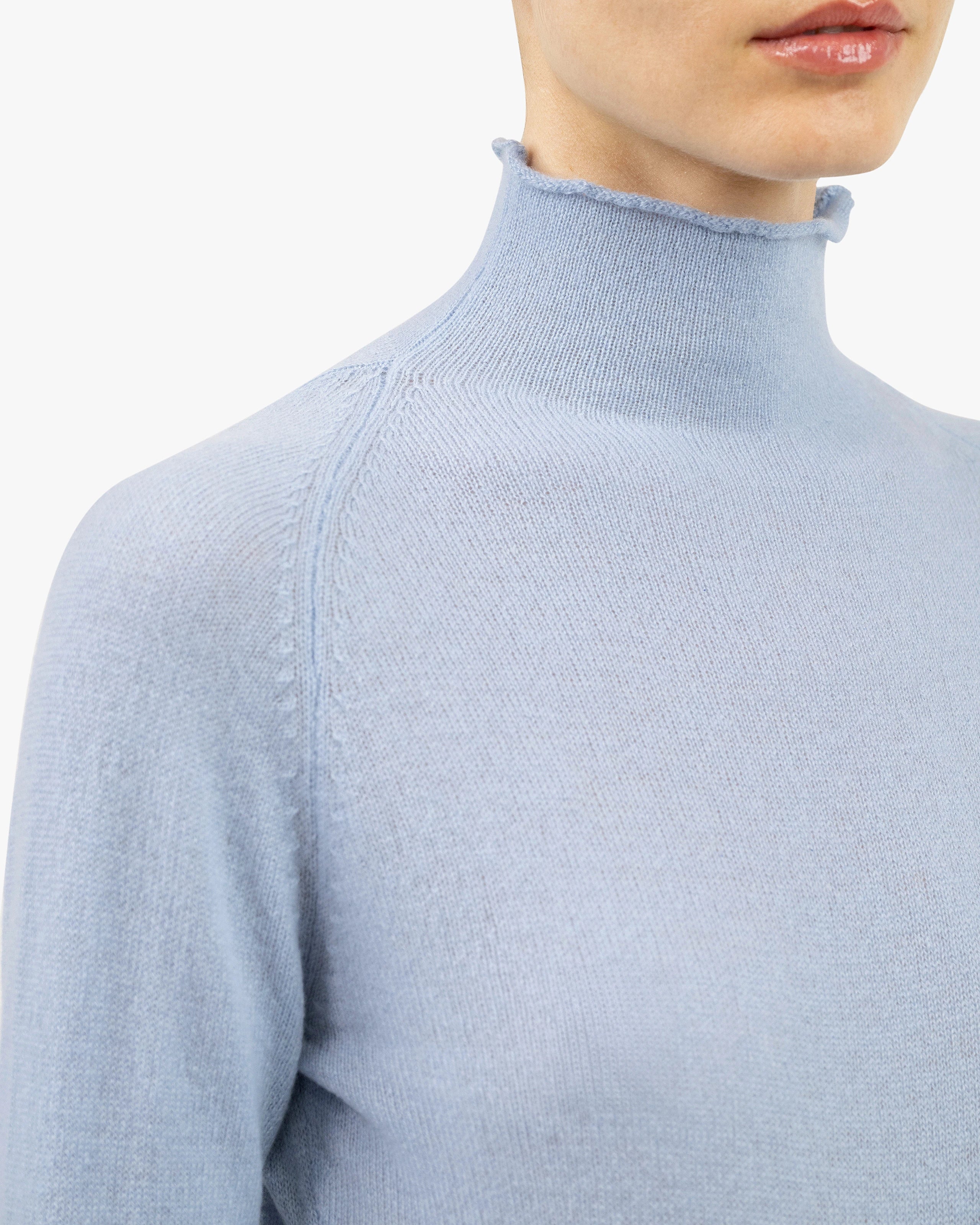 Piuma Mock Neck Sweater - Light Blue Cashmere