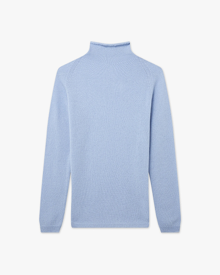 Piuma Mock Neck Sweater - Light Blue Cashmere