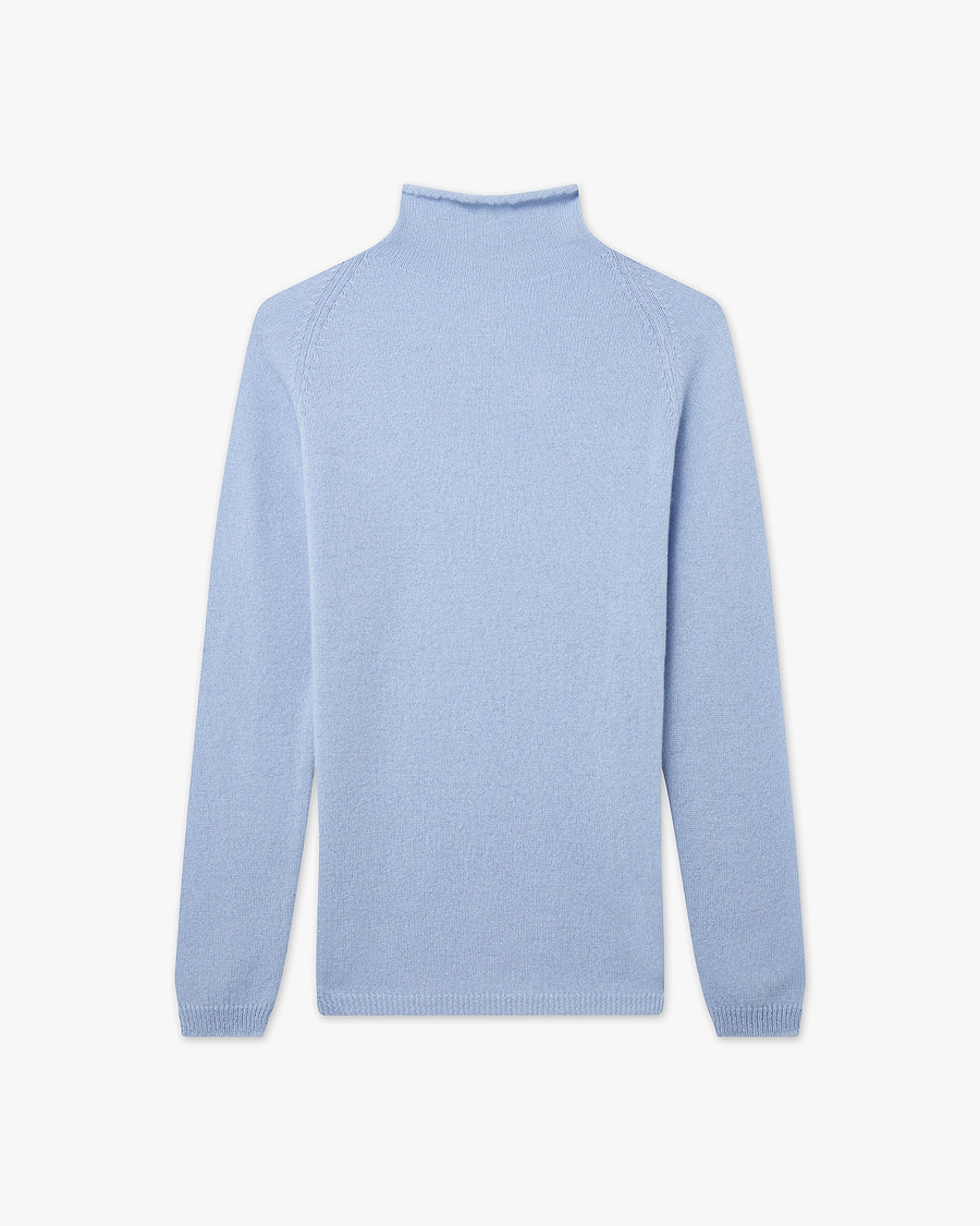 Piuma Mock Neck Sweater - Light Blue Cashmere