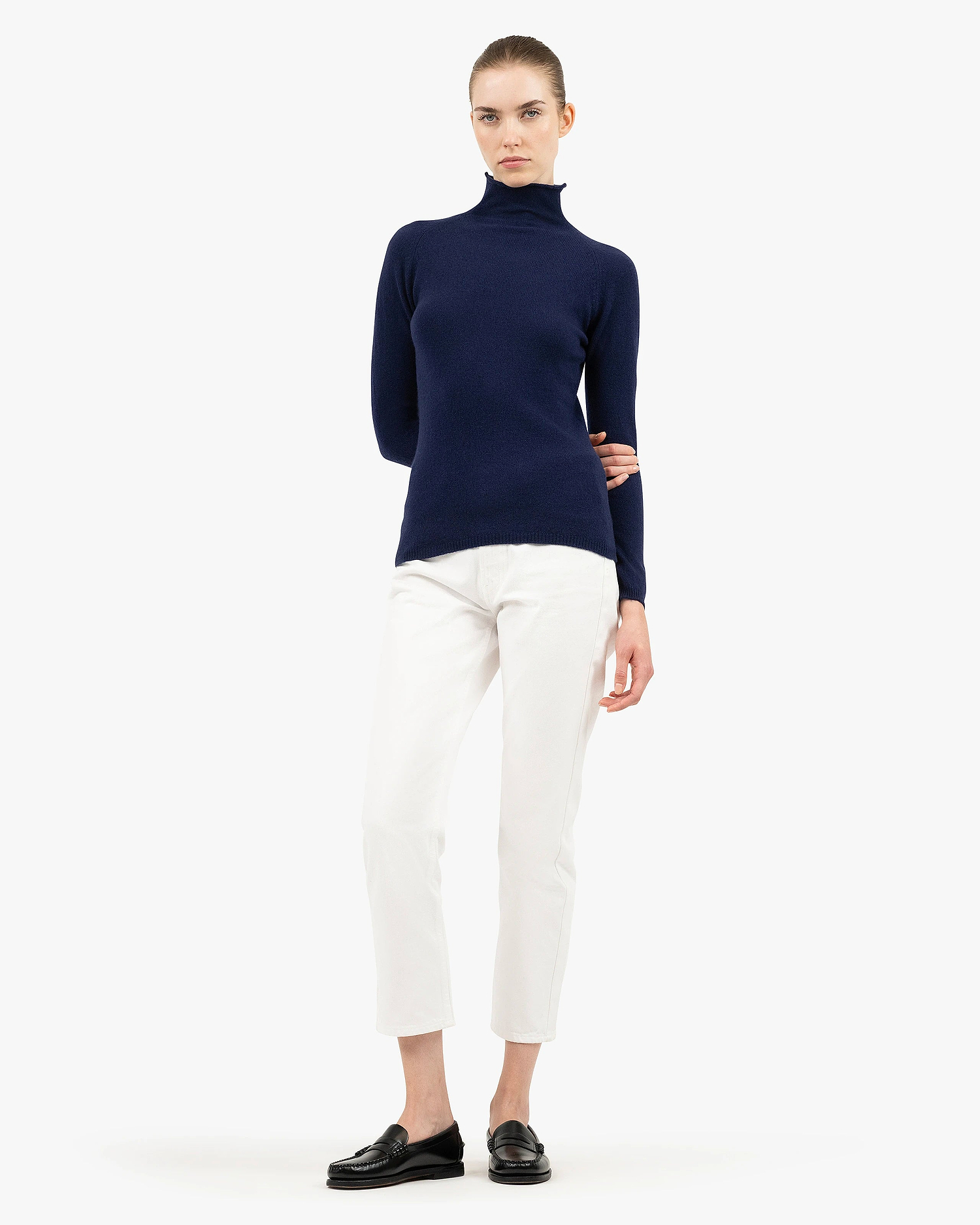Piuma Mock Neck Sweater - Blue Cashmere