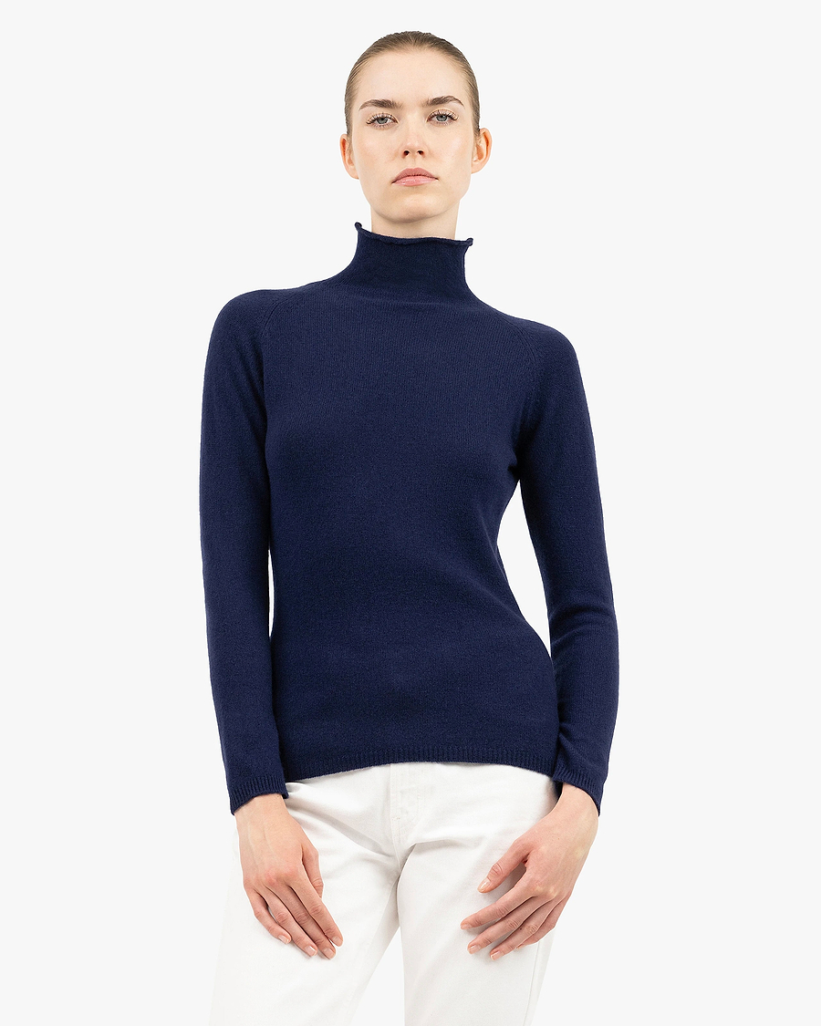 Piuma Mock Neck Sweater - Blue Cashmere