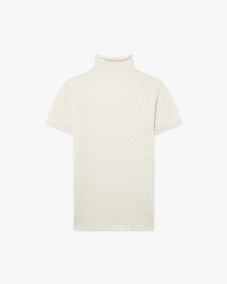 Piuma Mock Neck Tee - White Cashmere