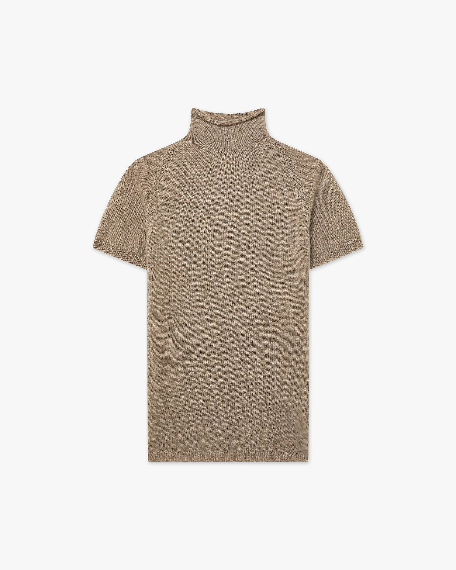 Piuma Mock Neck Tee - Taupe Cashmere