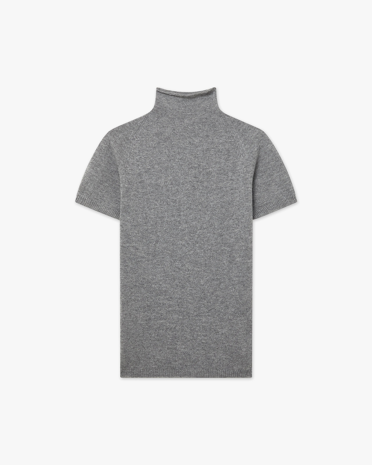 Piuma Mock Neck Tee - Medium Grey Cashmere