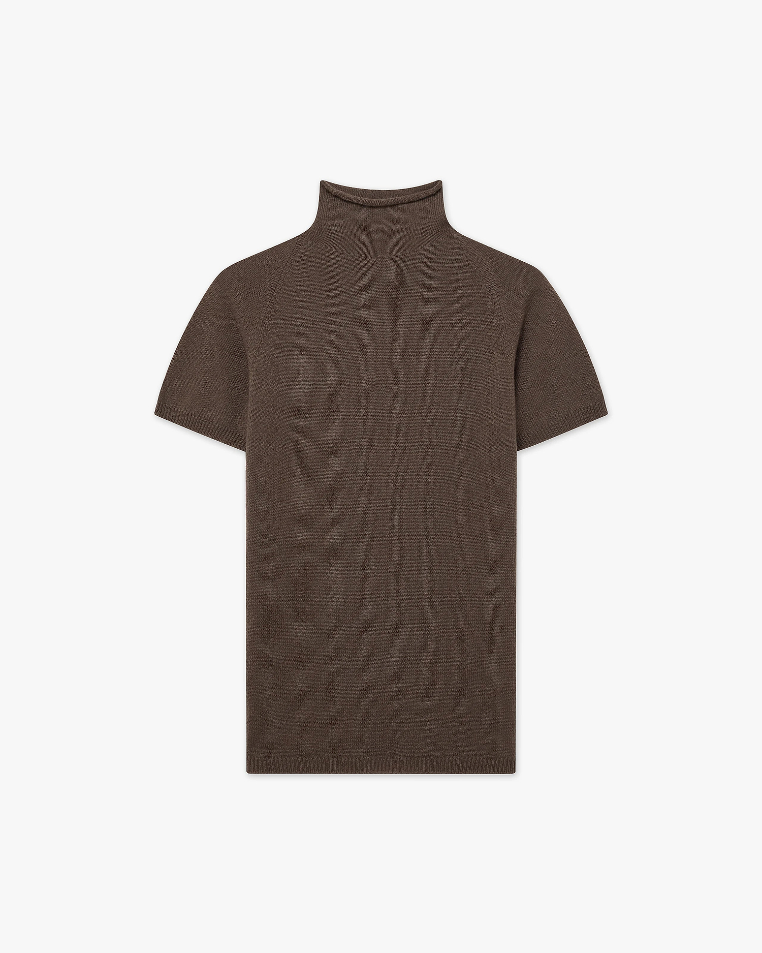 Piuma Mock Neck Tee - Brown Cashmere