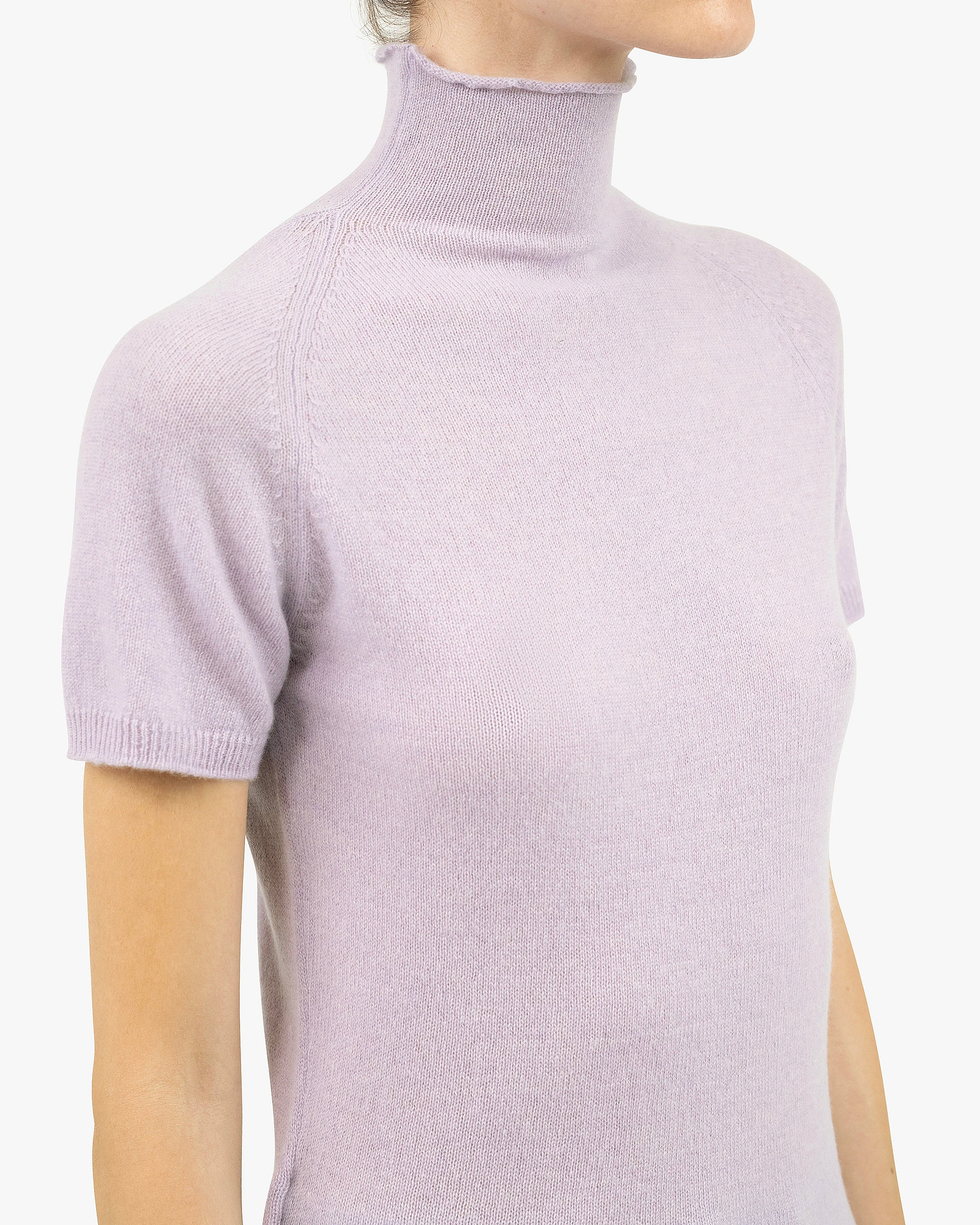 Piuma Mock Neck Tee - Lilac Cashmere