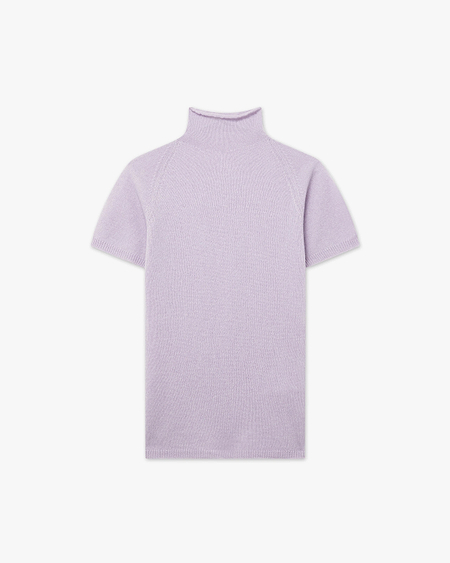 Piuma Mock Neck Tee - Lilac Cashmere