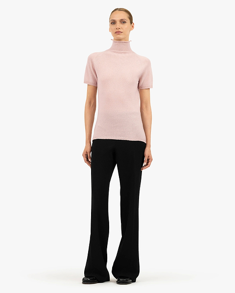 Piuma Mock Neck Tee - Rose Cashmere