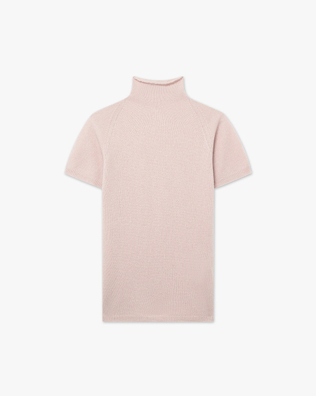 Piuma Mock Neck Tee - Rose Cashmere