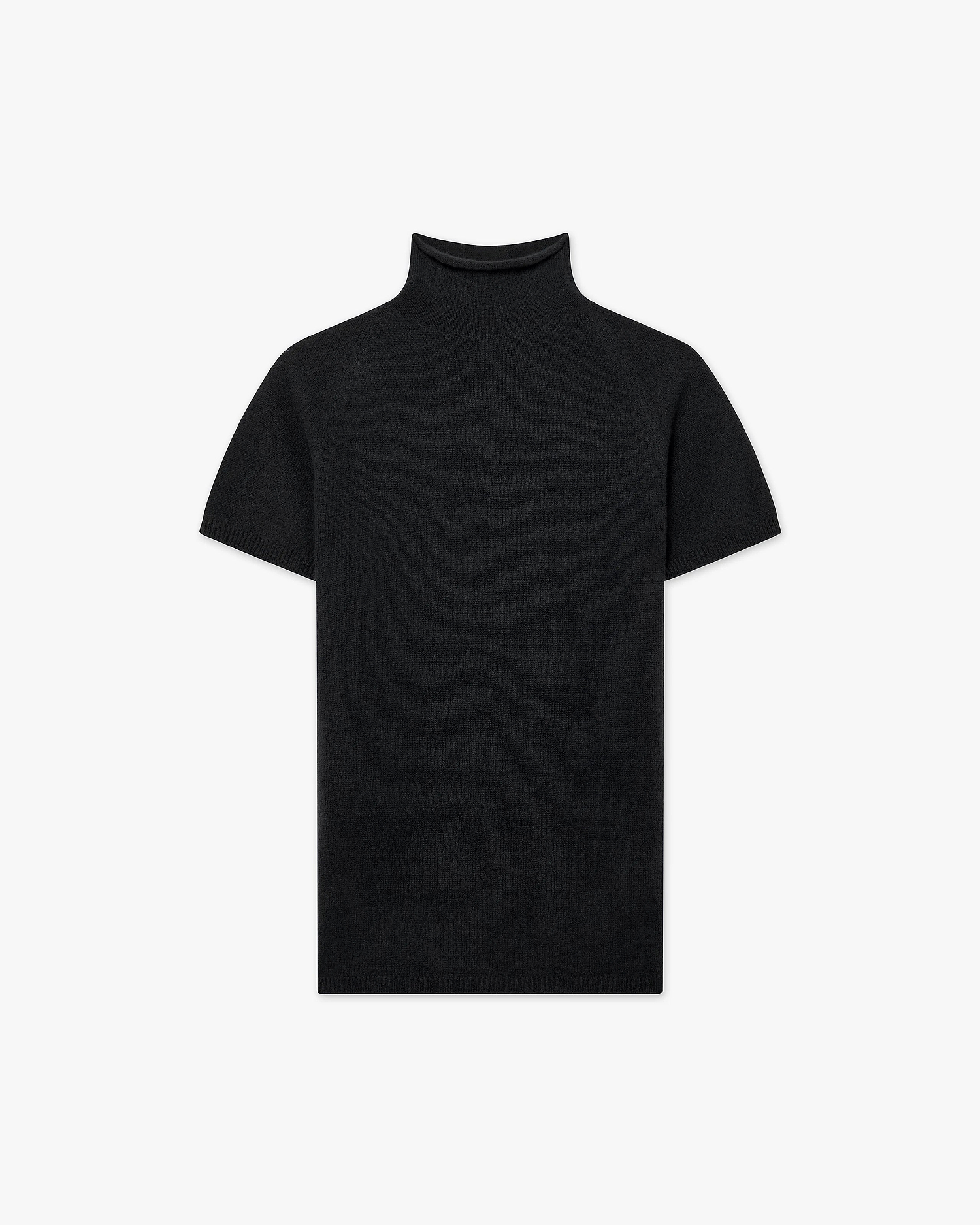 Piuma Mock Neck Tee - Black Cashmere