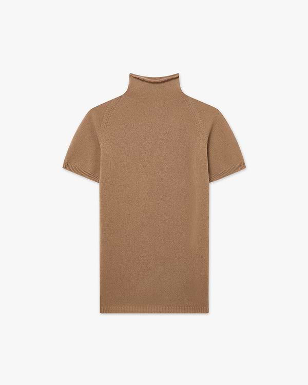 Piuma Mock Neck T-Shirt - Camel
