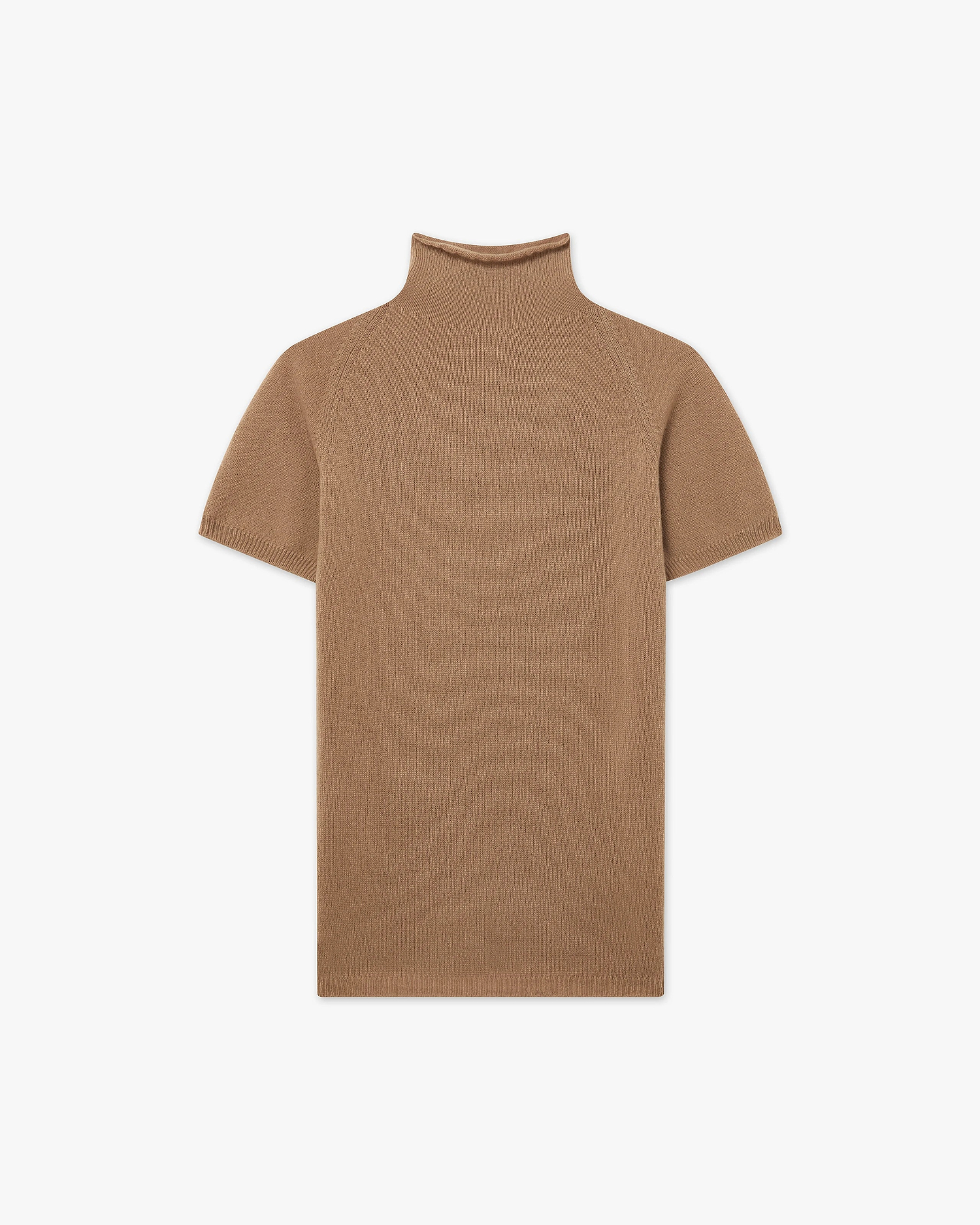 Piuma Mock Neck Tee - Camel Cashmere