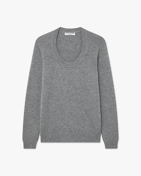 Piuma Wide Neck Sweater - Medium Grey Cashmere