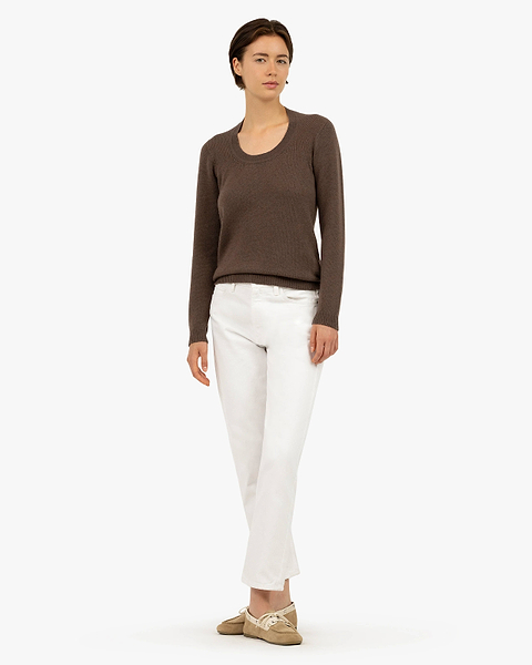 Piuma Wide Neck Sweater - Brown Cashmere