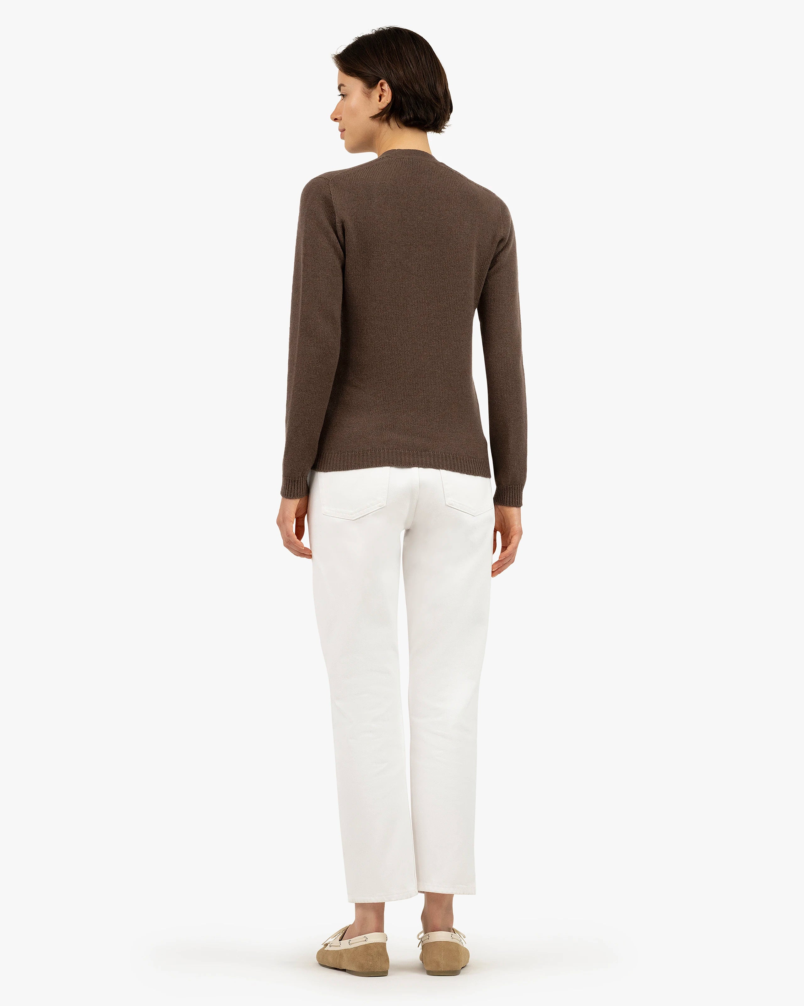 Piuma Wide Neck Sweater - Brown Cashmere