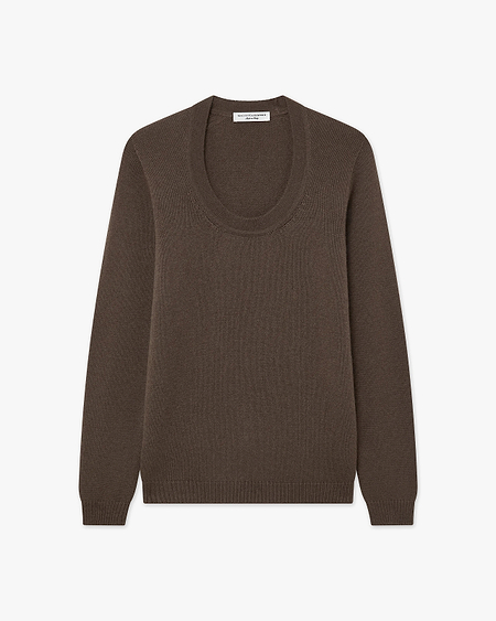 Piuma Wide Neck Sweater - Brown Cashmere