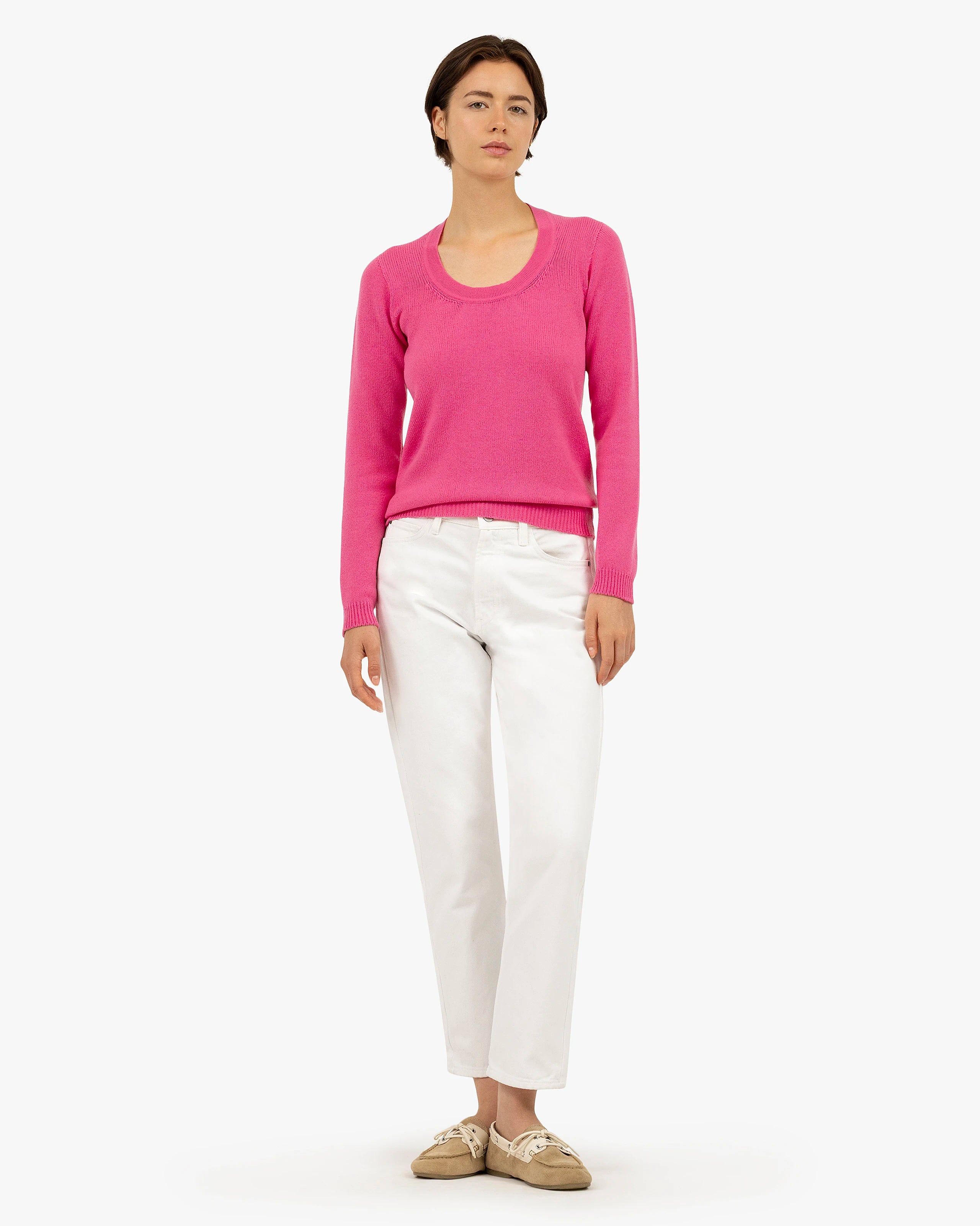 Piuma Wide Neck Sweater - Fuchsia Cashmere