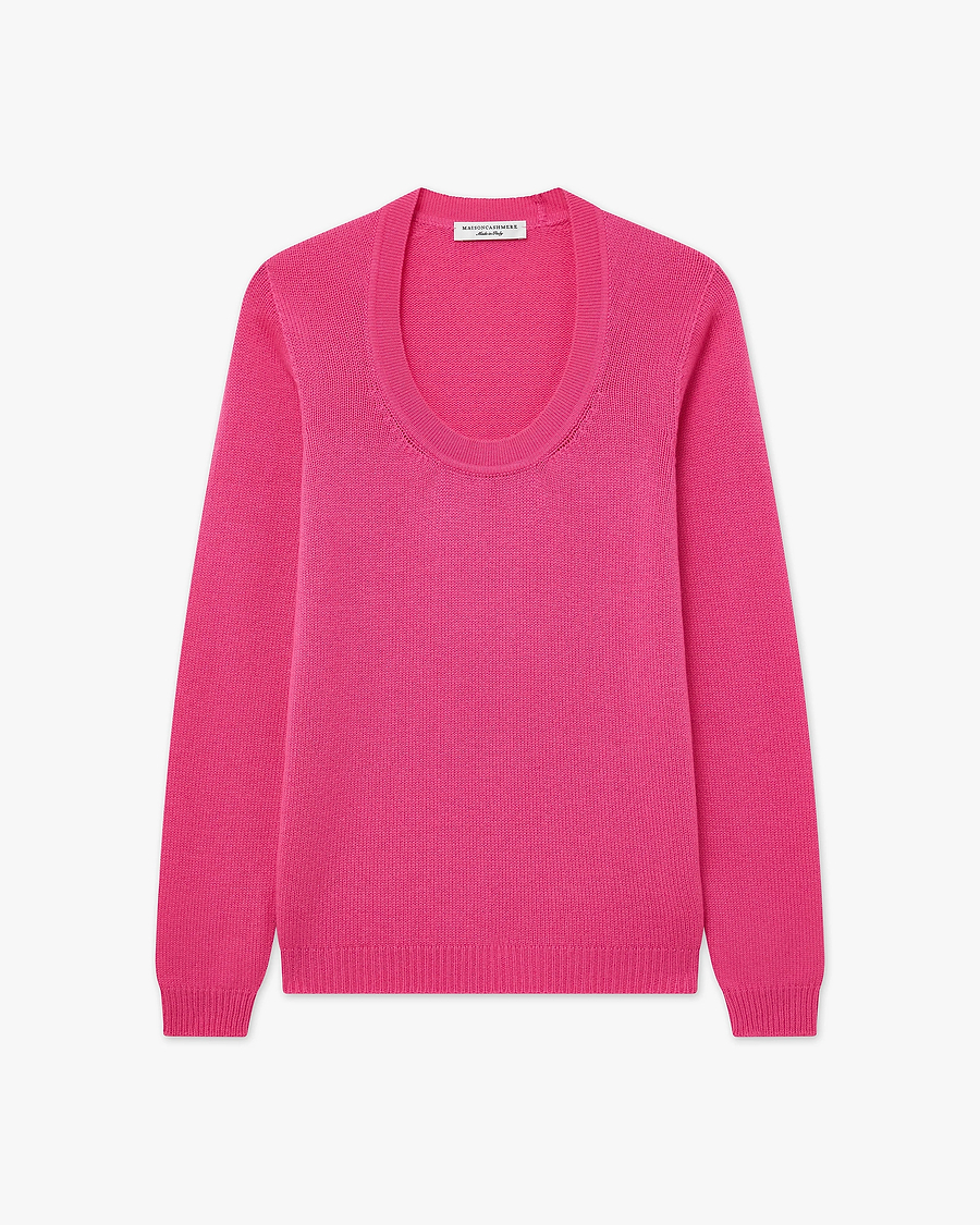 Piuma Wide Neck Sweater - Fuchsia Cashmere