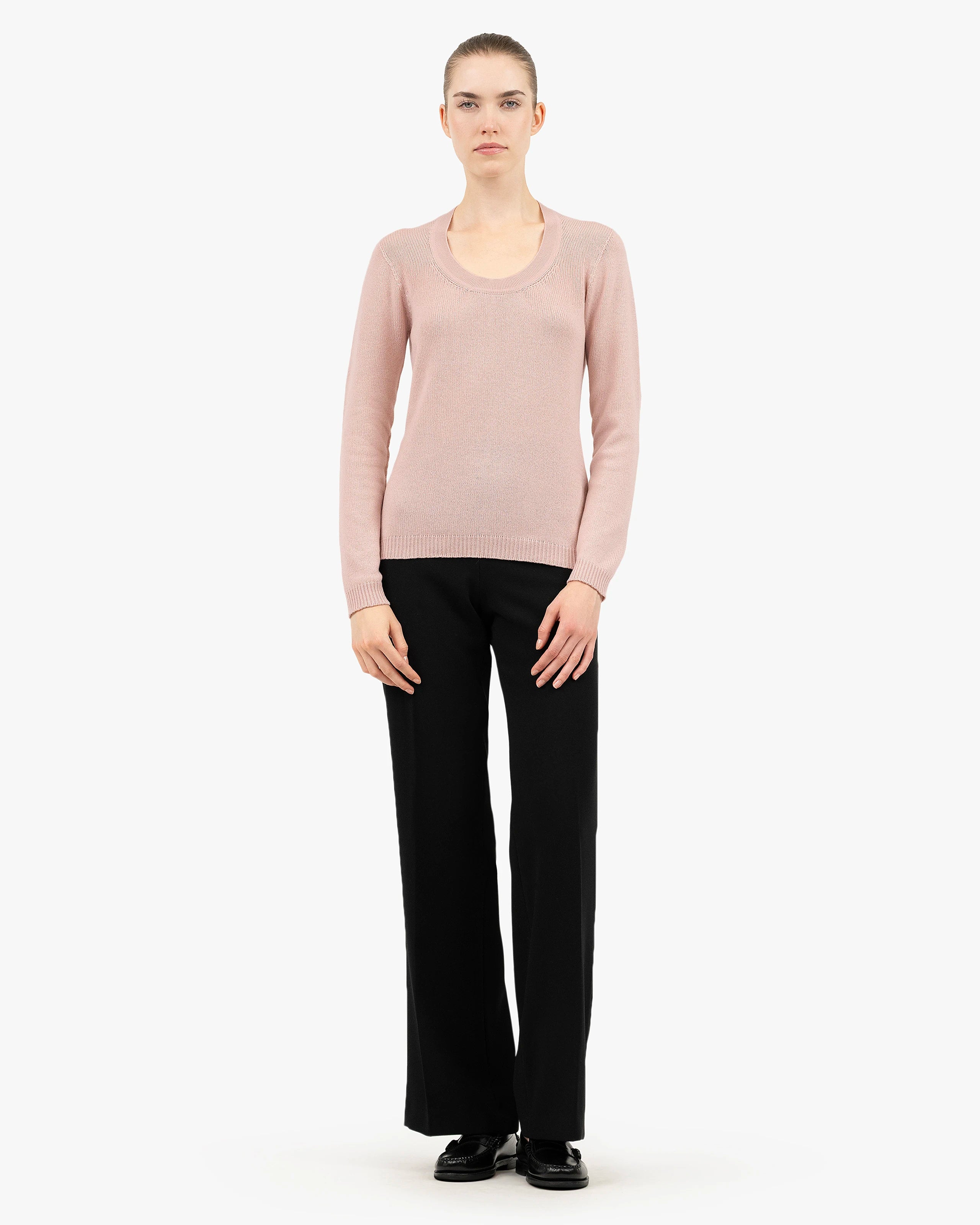 Piuma Wide Neck Sweater - Rose Cashmere