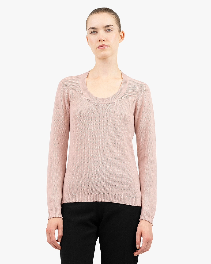 Piuma Wide Neck Sweater - Rose Cashmere