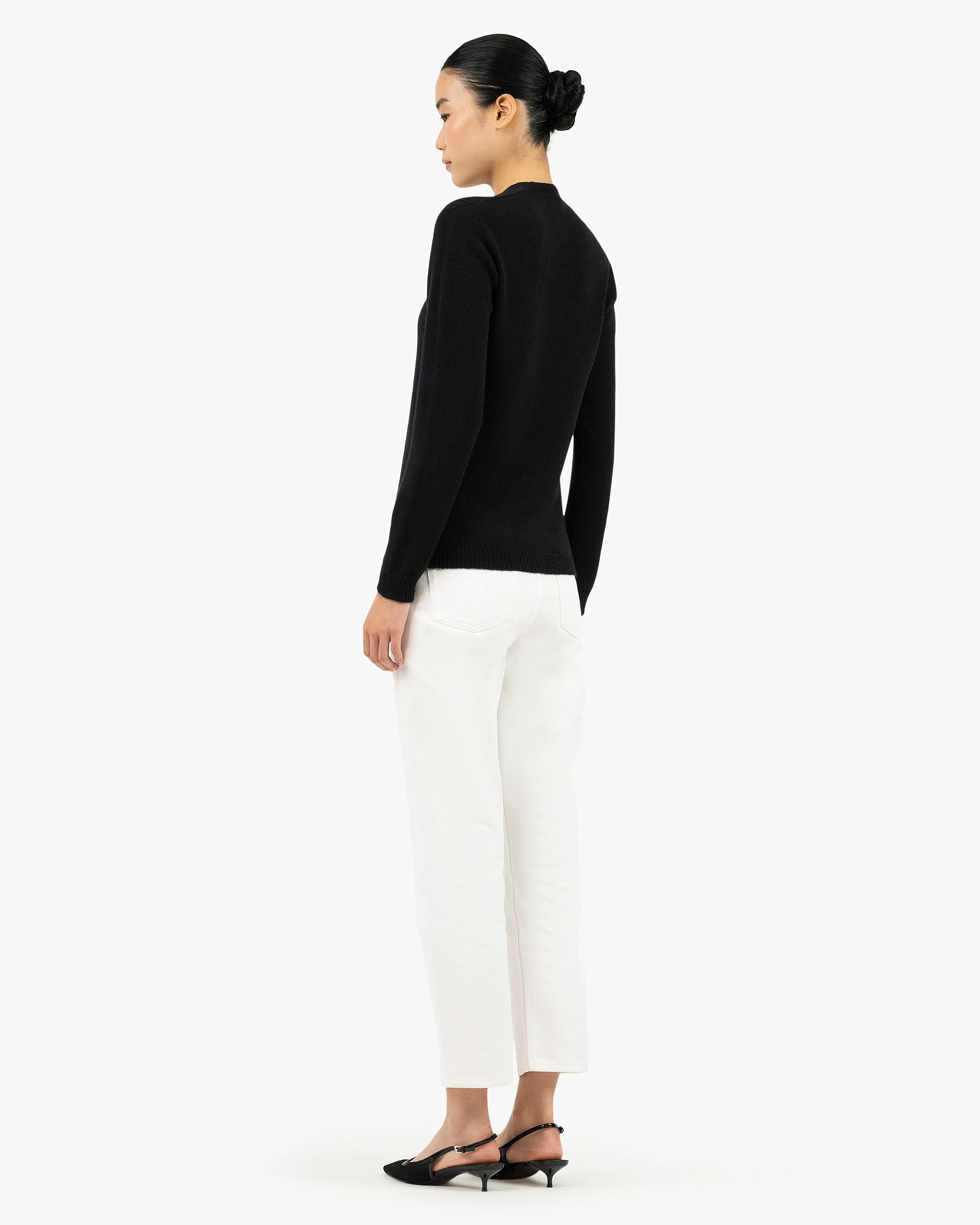 Piuma Wide Neck Sweater - Black Cashmere